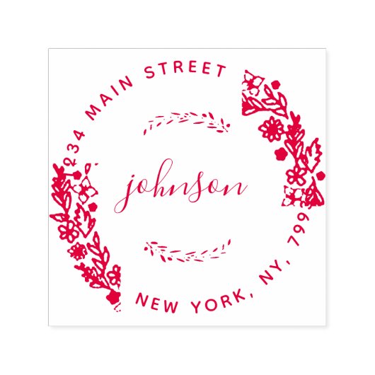 独自のフローララウンドモダン差出人住所の作成 セルフインキングスタンプ (デザイン)