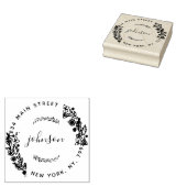 独自のフローララウンドモダン差出人住所の作成 ラバースタンプ (押印)