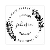 独自のフローララウンドモダン差出人住所の作成 ラバースタンプ (インプリント)