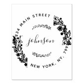 独自のフローララウンドモダン差出人住所の作成 ラバースタンプ (インプリント)