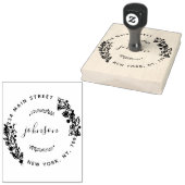 独自のフローララウンドモダン差出人住所の作成 ラバースタンプ (押印)