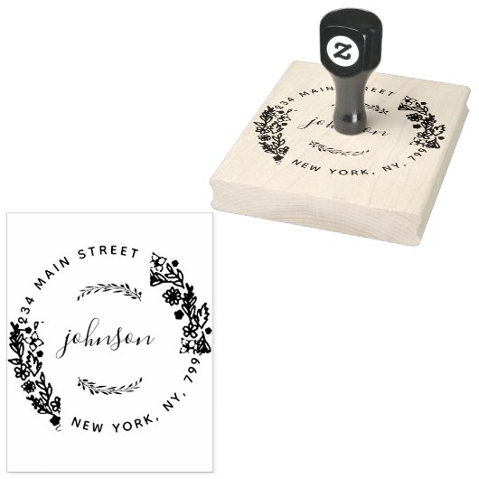独自のフローララウンドモダン差出人住所の作成 ラバースタンプ (押印)