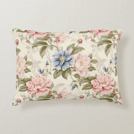 独自のフローラヴィンテージアートパターンの作成 アクセントクッション (正面)