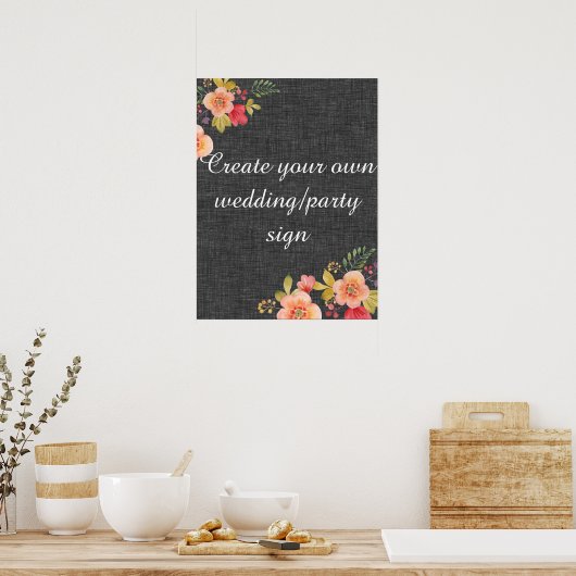 独自のフローラ炭結婚の看板を作成 ポスター (キッチン)