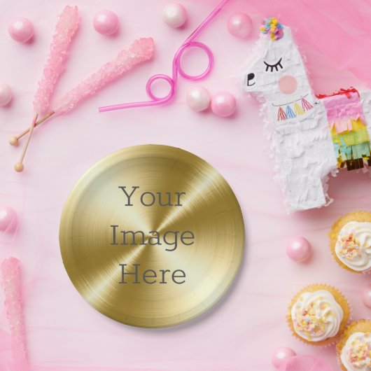 独自のブラシ付きラジアル14k金ゴールドメタルを作成 ペーパープレート (パーティー)