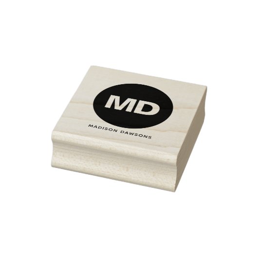 独自のブラックサークルモノグラムはっきりしたカスタム作成 ラバースタンプ (スタンプ)