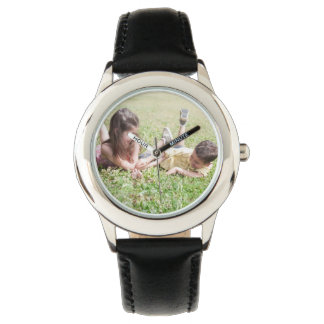 独自のブラックレザーカスタムストラップウォッチを作成 腕時計