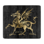 独自のブラック&金ゴールドのゴシックドラゴンを作成 カッティングボード (正面)