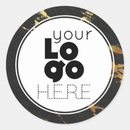 独自のブラック&金ゴールドフォイルフェイク大理石ロゴの作成 ラウンドシール