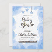 独自のブルーカスタムベビーシャワーの作成 招待状 (正面)