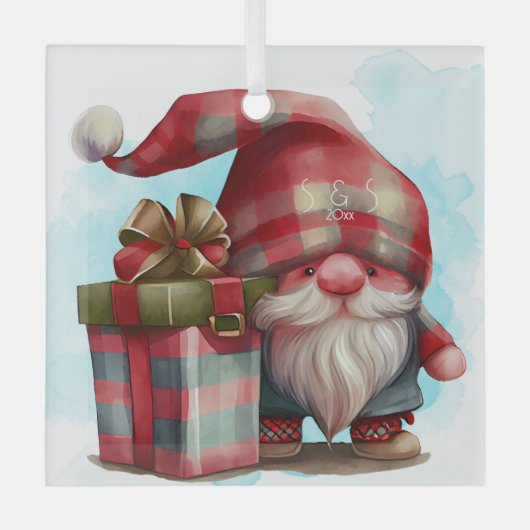 独自のプレイドクリスマス格言の作成 ガラスオーナメント (正面)