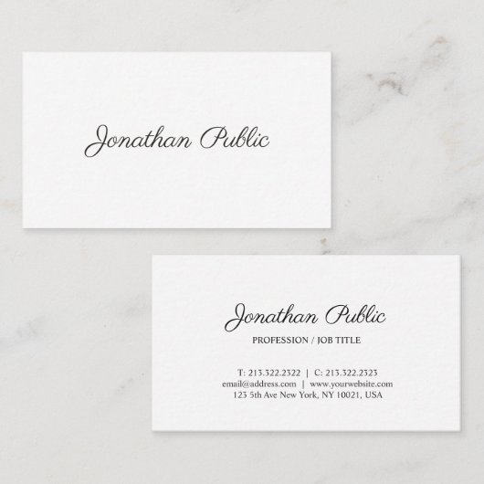 独自のプレーンホワイトモダンデザイントレンディーの作成 名刺 (正面/裏面)