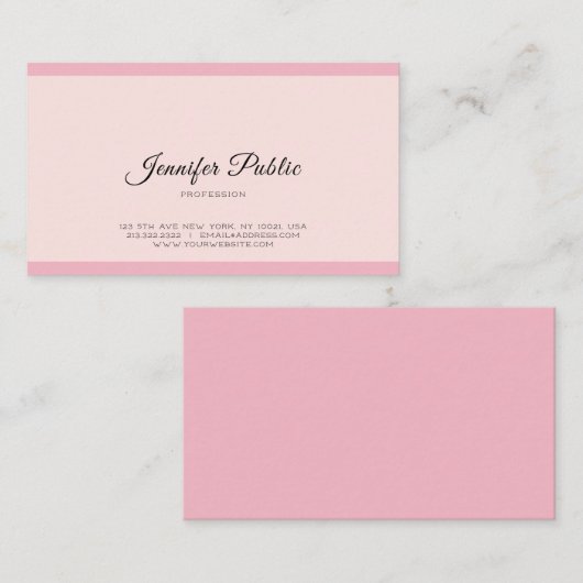 独自のプロフェッショナルピンクをモダンエレガント作成 名刺 (正面/裏面)