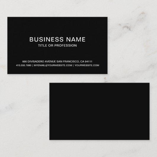 独自のプロフェッショナルブラックをシンプル作成 名刺 (正面/裏面)