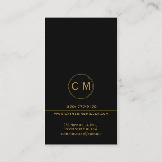 独自のプロフェッショナル、金ゴールド、および黒を作成 名刺 (裏面)