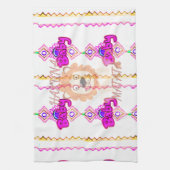 独自のベビーおもしろいライオンCubを作成文字デザイン キッチンタオル (縦)