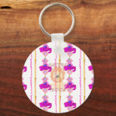 独自のベビーおもしろいライオンCubを作成文字デザイン キーホルダー (正面)