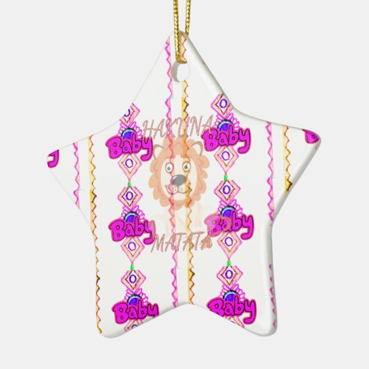 独自のベビーおもしろいライオンCubを作成文字デザイン セラミックオーナメント (左)