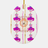 独自のベビーおもしろいライオンCubを作成文字デザイン セラミックオーナメント (正面)