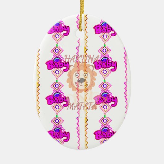 独自のベビーおもしろいライオンCubを作成文字デザイン セラミックオーナメント (正面)