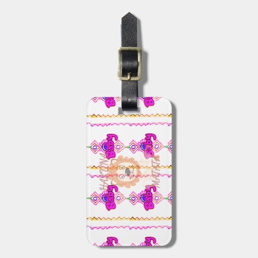 独自のベビーおもしろいライオンCubを作成文字デザイン ラゲッジタグ (正面縦)