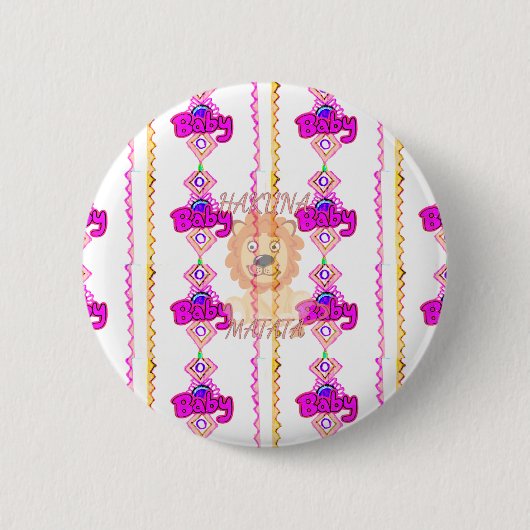 独自のベビーおもしろいライオンCubを作成文字デザイン 缶バッジ (正面)