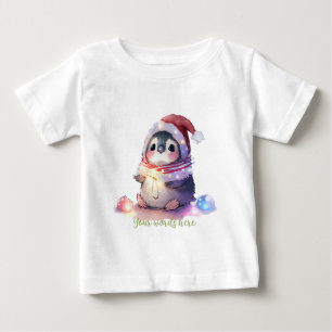 独自のベビーペンギンバードサンタを作成 ベビーTシャツ