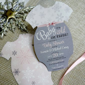 独自のベビーボディスーツのピンクのスノーフレークのシャワー 招待状