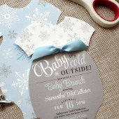 独自のベビーボディスーツ青いスノーフレークのシャワー 招待状