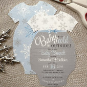 独自のベビーボディスーツ青いスノーフレークのシャワー 招待状