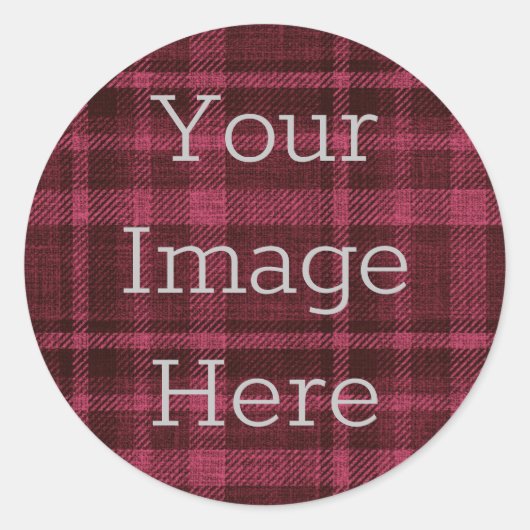 独自のベリーレッド+ブラックプレイドフランネルを作成 ラウンドシール (正面)