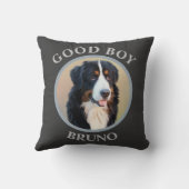 独自のペットポートレートフォトグレイのモダン作成 クッション (裏面)