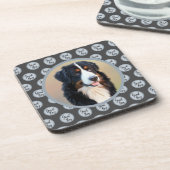 独自のペットポートレートフォトグレイのモダン作成 コースター (左側)