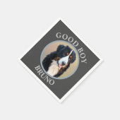 独自のペットポートレートフォトグレイのモダン作成 スタンダードカクテルナプキン (角)