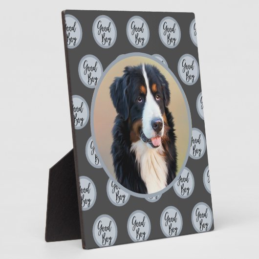 独自のペットポートレートフォトグレイのモダン作成 フォトプラーク (側面)