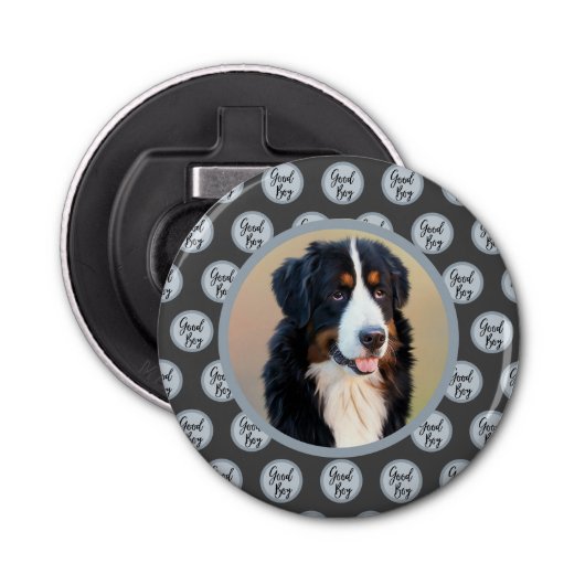 独自のペットポートレートフォトグレイのモダン作成 栓抜き (正面)