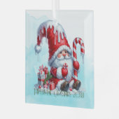 独自のペパーミントカネクリスマス格言を作成 ガラスオーナメント (正面左)