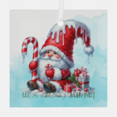 独自のペパーミントカネクリスマス格言を作成 ガラスオーナメント (裏面)