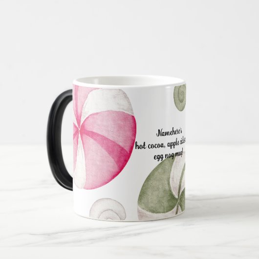 独自のペパーミントキャンディクリスマスを作成 モーフィングマグカップ (正面左)