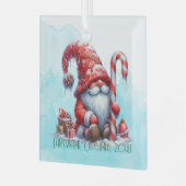 独自のペパーミントクリスマスプレゼント格言の作成 ガラスオーナメント (正面左)