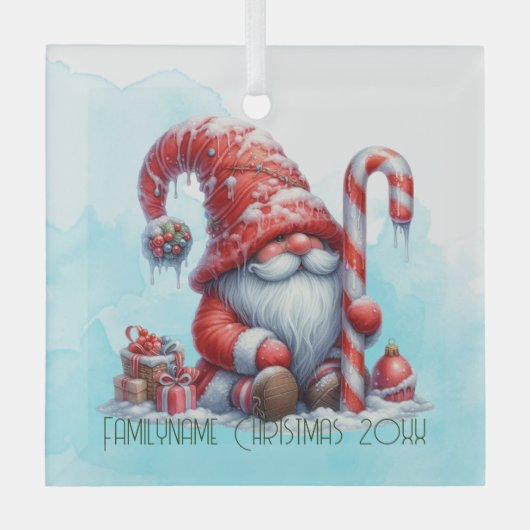 独自のペパーミントクリスマスプレゼント格言の作成 ガラスオーナメント (正面)