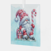 独自のペパーミントクリスマス格言サンタを作成 ガラスオーナメント (正面左)