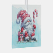 独自のペパーミントクリスマス格言サンタを作成 ガラスオーナメント (正面右)