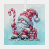 独自のペパーミントクリスマス格言サンタを作成 ガラスオーナメント (裏面)