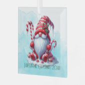 独自のペパーミントストライプのクリスマス格言の作成 ガラスオーナメント (正面左)