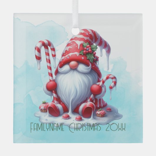 独自のペパーミントストライプのクリスマス格言の作成 ガラスオーナメント (正面)