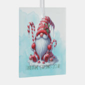 独自のペパーミントストライプのクリスマス格言の作成 ガラスオーナメント (正面右)