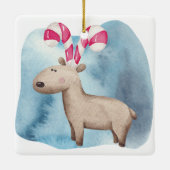 独自のペパーミントトナカイのクリスマスを作成 セラミックオーナメント (裏面)