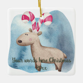 独自のペパーミントトナカイのクリスマスを作成 セラミックオーナメント