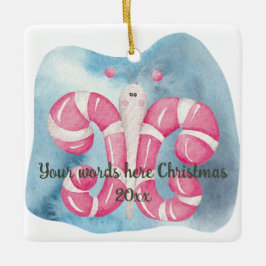 独自のペパーミントバタフライクリスマスを作成 セラミックオーナメント